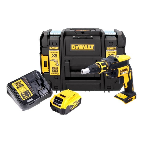DeWalt Akku-Trockenbauschrauber 18 Volt inklusive Ladegerät, 18 Volt Akku und robustem Transportkoffer.