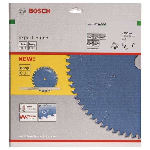 Bosch Logo, Expert Wood Kreissägeblatt mit 250 Millimeter Durchmesser