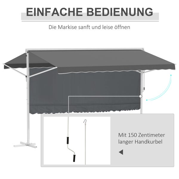 Outsunny Standmarkise, 395cm x 298cm x 255cm, Metall+Polyester, Grau