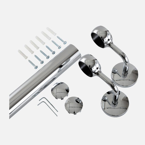 Wandhandlauf Set aus Stahl + Befestigungshalterungen - Chrom Endfertigung
