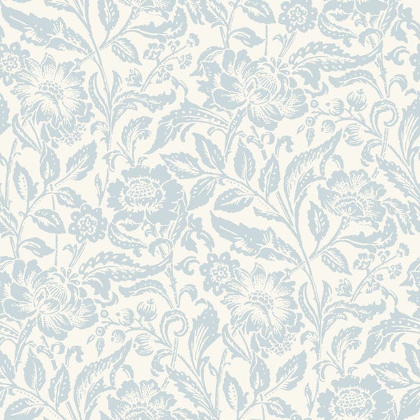 Vliestapete mit floralem Vintage-Muster und botanischen Motiven.
