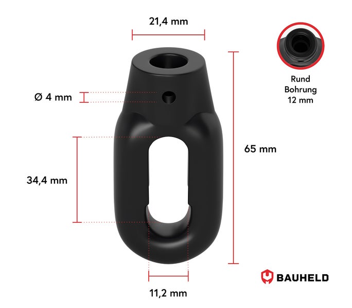 Abbildung mit Maßangaben des Produkts