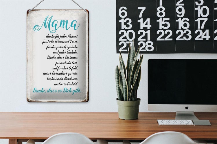 Blechschild Spruch 20x30cm Mama Danke dass es Dich gibt