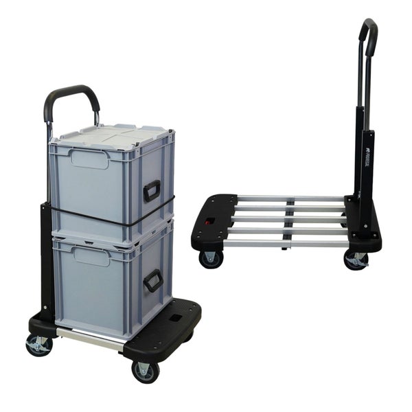 PROREGAL Klappbarer Profi-Transportwagen TAURUS 150 | HxBxT 97x46x76cm | Traglast 150kg | Höhenverstellbarer Griff | Transporthilfe Klappwagen