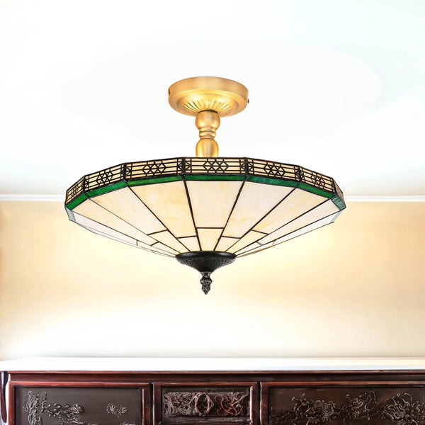 Deckenleuchte mit Tiffany Stil Schirm und Metallelementen