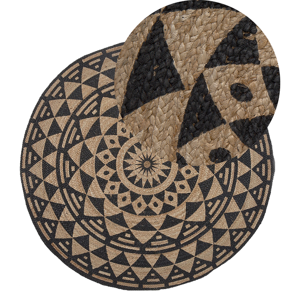 Teppich Jute schwarz ⌀ 120 cm ALAKIR