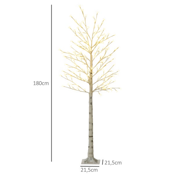 HOMCOM LED Baum, 21,5L x 21,5B x 180H cm, Kunststoff, Weiß