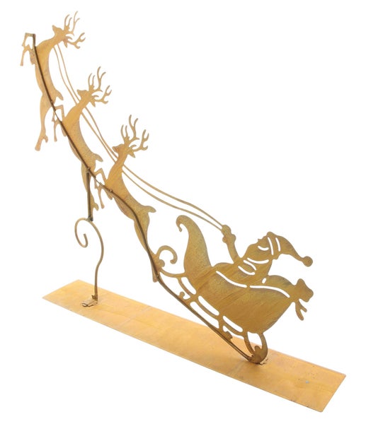 FRANK FLECHTWAREN | Metalldeko Santa mit Schlitten, METALL, 50 x 9 x 42,5 cm
