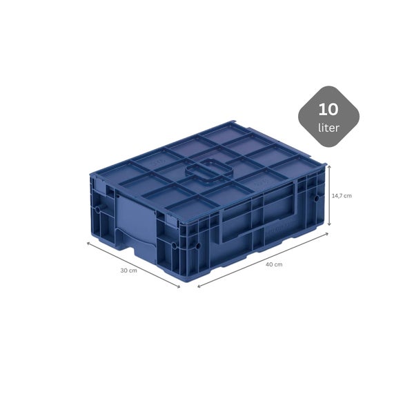 PROREGAL SparSet 5 x VDA KLT Kleinladungsträger Mit Verbundboden und Auflagedeckel HxBxT 14,7 x 30 x 40 cm 10 Liter KLT Transportbox