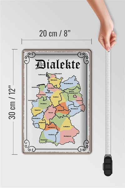 Blechschild Spruch 20x30cm Dialekte Karte Bundesländer