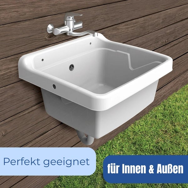 Ausgussbecken mit Wasserhahn für den Innen- und Außenbereich
