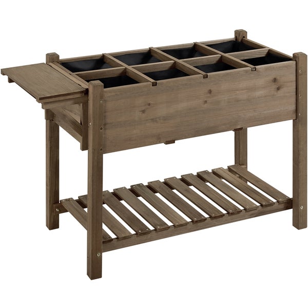 Hochbeet aus Holz mit Ablagefläche und Regalboden