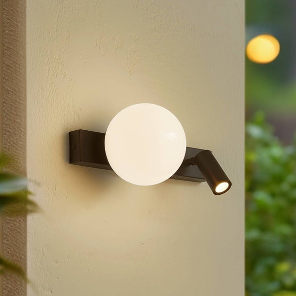 Lindby LED Wandleuchte außen Larcie mit Bewegungsmelder (spritzwassergeschützt (Modern) in Schwarz aus Aluminium (2 flammig, ) - Außenwandleuchten Wandlampe Led Außenlampe Outdoor für
