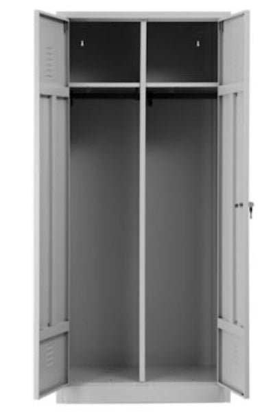 PROREGAL Garderobenspind Camel 2-Fächer & 1-Schloss HxBxT 180 x 80 x 50 cm Zylinderschloss Grau