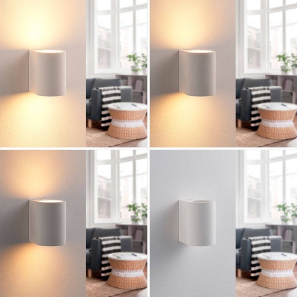 Lindby Wandleuchte, Wandlampe Innen Jannes (Modern) in Weiß aus Gips/Ton (1 flammig G9) - Wandstrahler Wandbeleuchtung Schlafzimmer / Wohnzimmer Wohnzimmerleuchte