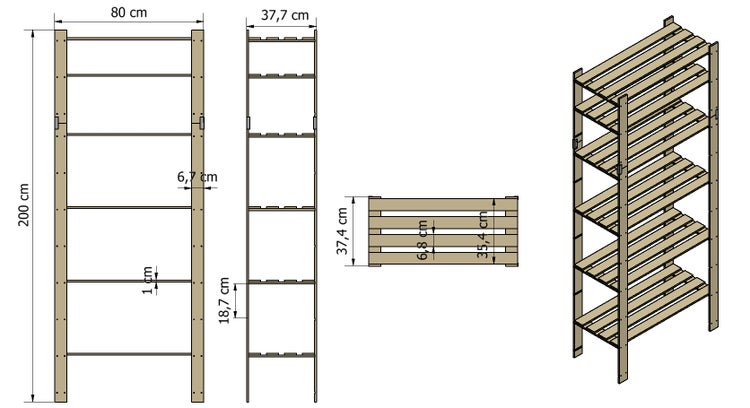 PROREGAL Holzregal Pinepeak HxBxT 200 x 80 x 38 cm 6 Fachboden 1,2 cm Dickes Kiefernholz Braun