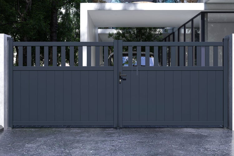 Doppelflügeltor aus Aluminium 4m SANTIS 400B160 Grau