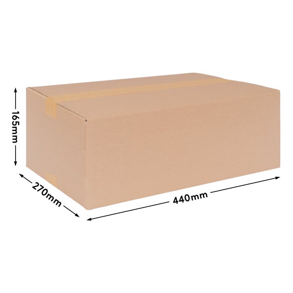 Kartonverpackung mit den Maßen 440 mm x 270 mm x 165 mm