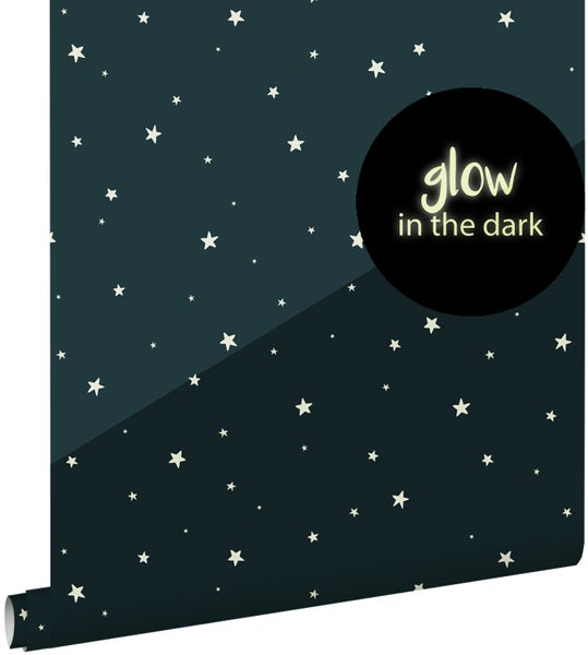 ESTAhome Glow-in-the-dark Tapete fluoreszierenden Sterne Dunkelblau - 0,53 x 10,05 m - 139262