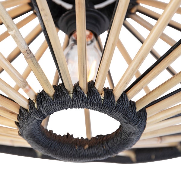 Deckenleuchte aus Bambus mit dekorativer Seilumwicklung
