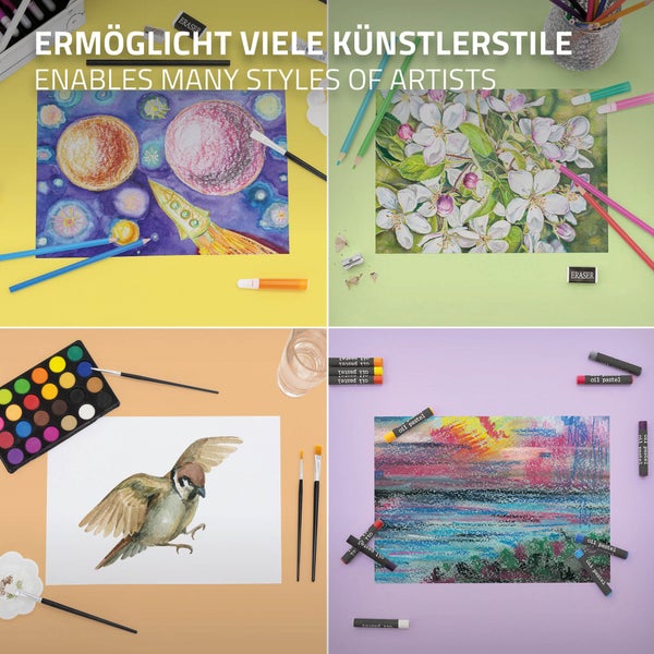 ECD Germany 145-Teiliges Malset mit Alu-Koffer, Zeichen- und Malkoffer für Kinder, Malkasten, Kunst- und Zeichenset, Buntstifte, Aquarellfarben, Pastellkreiden und viel Zubehör, Zeichnen Künstler Set