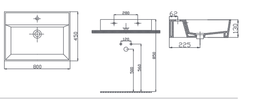 Waschbecken Keramik Waschtisch Aufsatz Waschbecken 100x45 Kreabad Arkitek