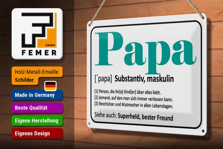 Blechschild Spruch 30x20cm Papa Superheld bester Freund