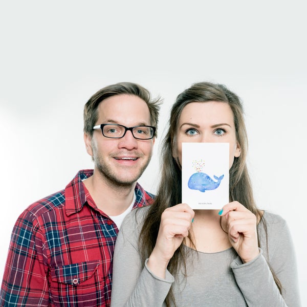 Mr. & Mrs. Panda Postkarte Wal Konfetti - Weiß