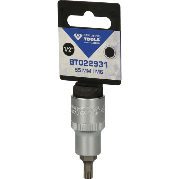 BRILLIANT TOOLS 1/2 Vielzahn-Bit-Stecknuss 55 mm lang M6 - BT022931