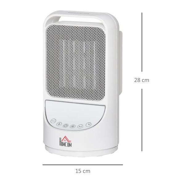 HOMCOM Heizgerät Heizlüfter 750W/1500W Keramik Elektroheizer mit 3 Stufen Warm 12-Stunden-Timer 45° Oszillation Heizer Heizung Wärme PBT Weiß