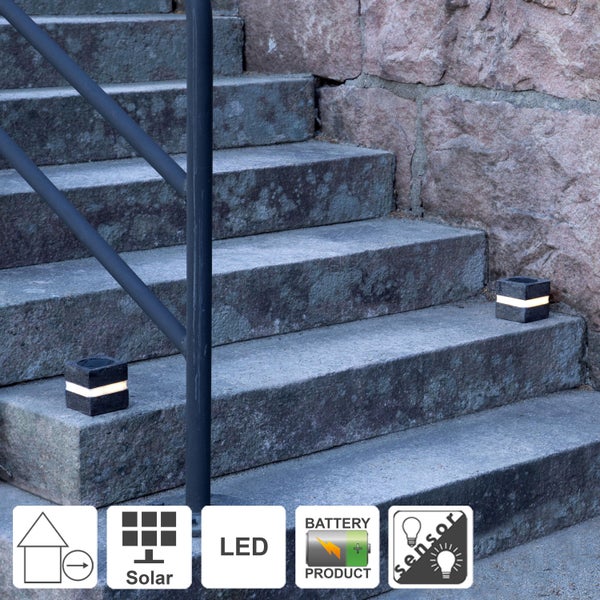Solarleuchten als Treppenbeleuchtung im Außenbereich.