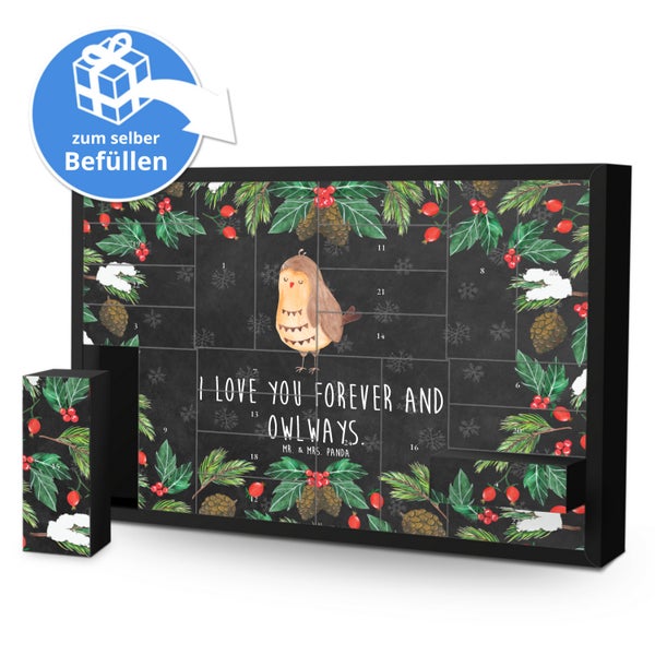 Mr. & Mrs. Panda Befüllbarer Adventskalender Eule Zufrieden - Schwarz
