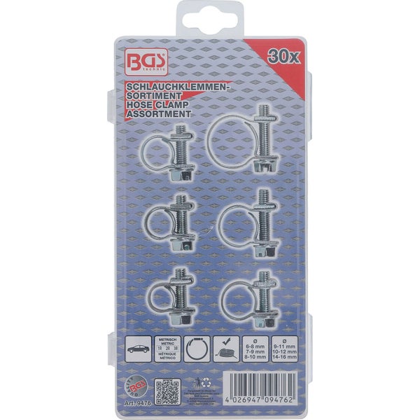 Schlauchklemmen Sortiment im Blisterpack, 30 Stück