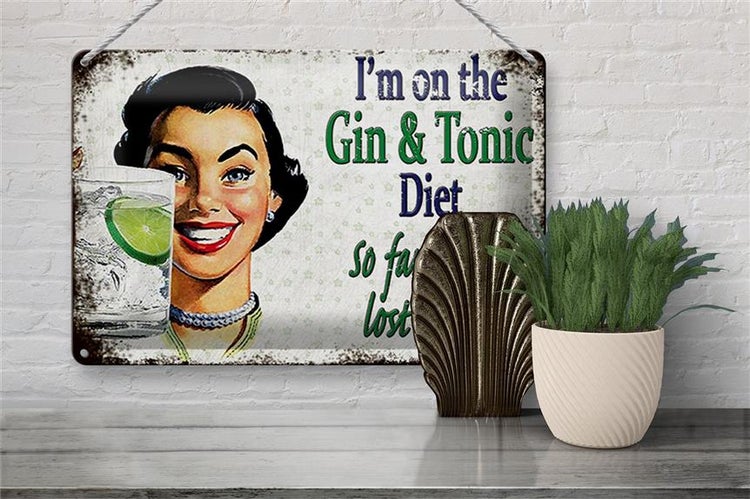 Blechschild Spruch 30x20cm I´m on the Gin & Tonic Diet