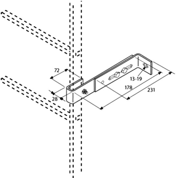 Technische Zeichnung einer Halterung mit Maßangaben