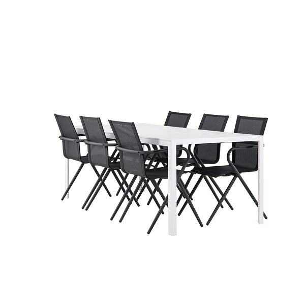 Gartentischset mit sechs Klappstühlen für den Außenbereich