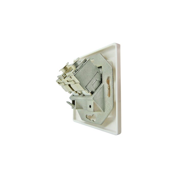 ProfiPatch Netzwerkdose LAN Dose Cat6A 500MHz Aufputz und Unterputz 2x RJ45 Port Anschluss POE CAT7,CAT6A,CAT6,CAT5 geschirmt weiß