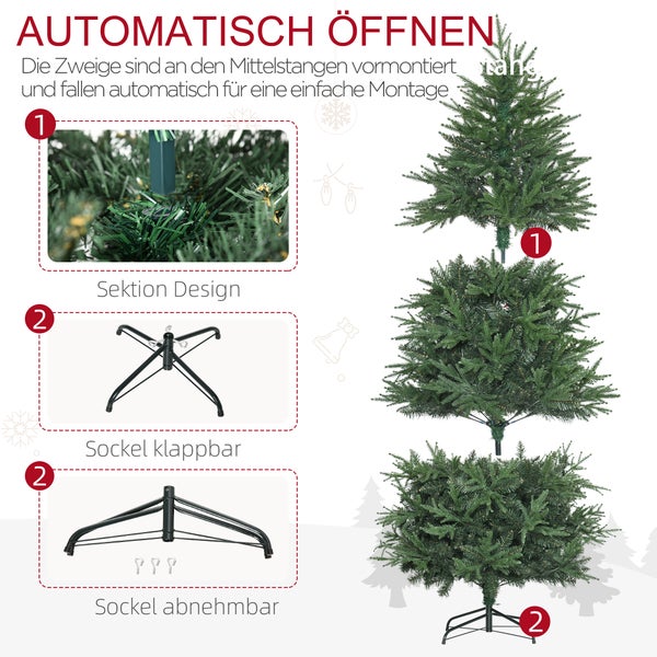 HOMCOM Weihnachtsbaum, 114L x 114B x 180H cm, PVC, Grün