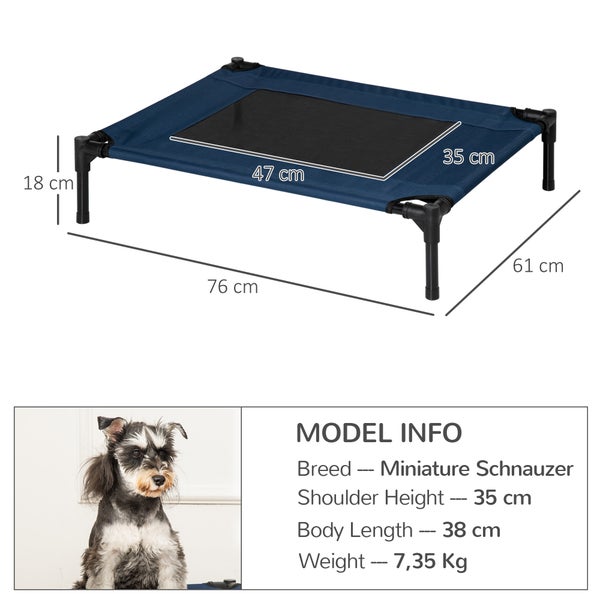 PawHut Hundebett, Medium, Metal frame, 600D Oxford fabric, Blau