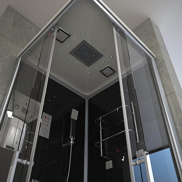 Home Deluxe - Komplettdusche WAVE M - Schwarz, Maße: 90 x 90 - inkl. Radio, Regendusche und komplettem Zubehör I Fertigdusche, Dusche, Duschtempel