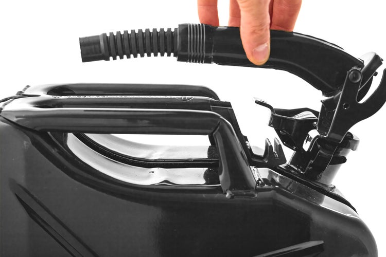 BW® Kraftstoffkanister Metall Benzinkanister 10 Liter mit Ausgießer - Schwarz - RAL 9005 - TÜV-geprüft und UN-Zulassung - Made in Europe