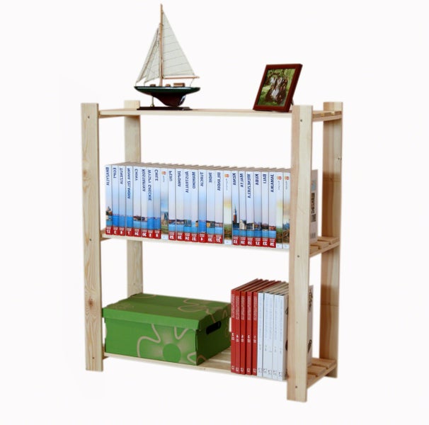 PROREGAL Holzregal Pinepeak HxBxT 90 x 80 x 28 cm 3 Fachboden 1,2 cm Dickes Kiefernholz Natur