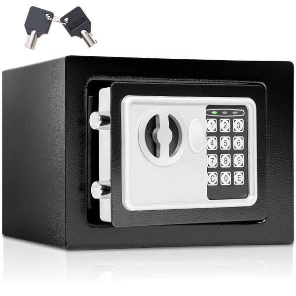 Geöffneter Tresor mit Zahlenschloss und zwei Schlüsseln