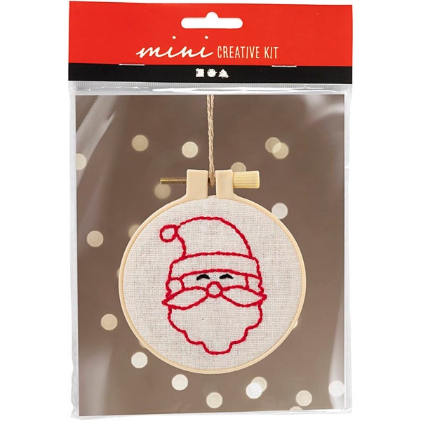 Creativ Company DIY Sets Sticken & Nadelstanzen Mini Kreativ Set Sticken, Weihnachtsmann, Kreativ Box