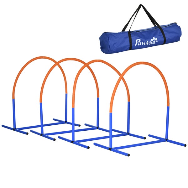 PawHut Hund Agility Set, 88L x 64B x 95H cm, PE, ABS, Blau+Orange