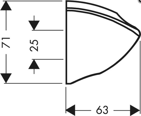 Technische Zeichnung eines Bauteils mit Maßangaben in Millimetern.