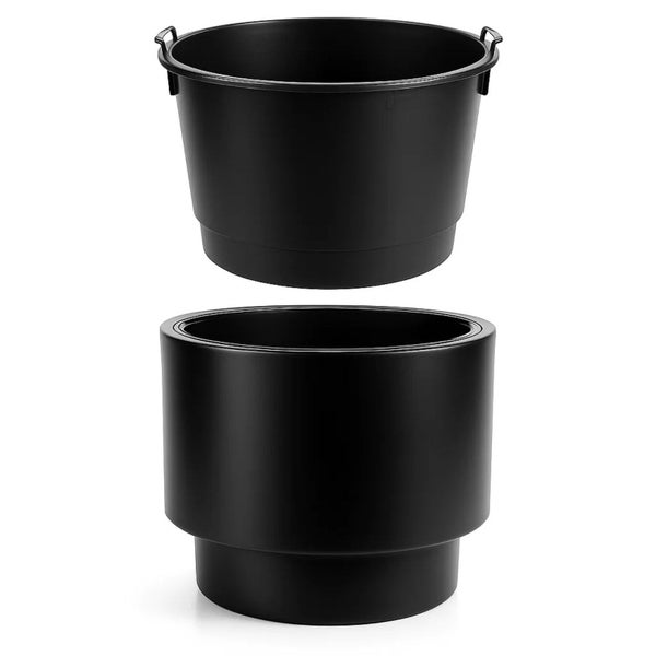 Schwarzer Pflanzkübel mit herausnehmbarem Einsatz