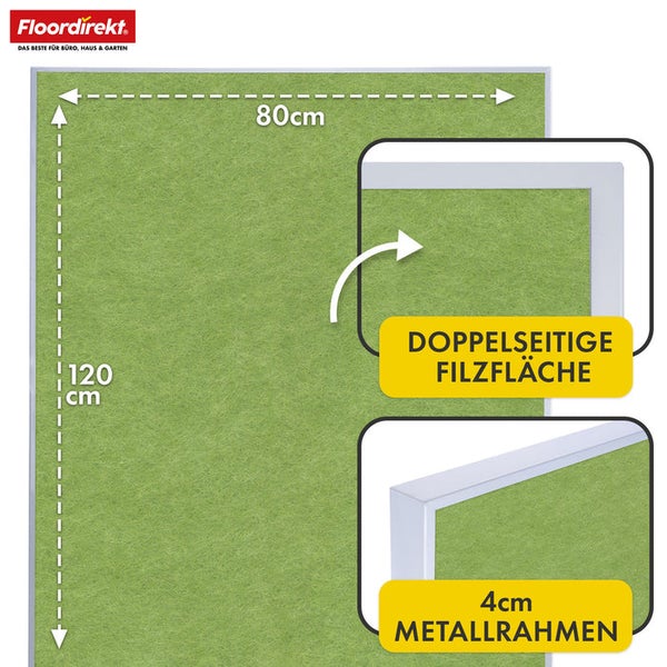 Floordirekt Filztafel mit den Maßen 80 mal 120 Zentimeter und einem vier Zentimeter Metallrahmen