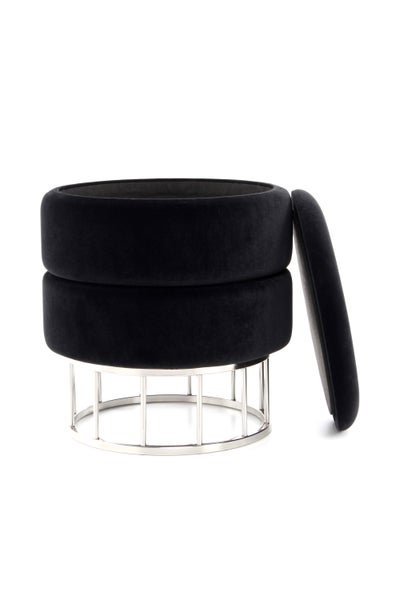 Hocker elegant, mit Stauraum Schwarz Rund Ø 37,5 cm