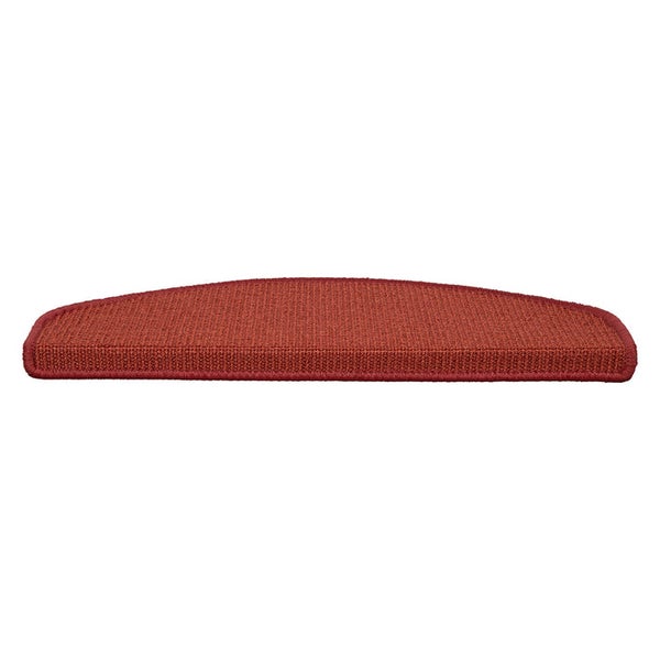FLOORDIREKT Stufenmatte aus Sisal - Pure Nature - Umkettelt & Selbstklebend - Rot - 19 x 56 cm - Halbrund